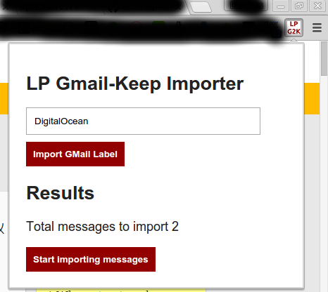 LP Gmail to Keep Importer - Results view LP Gmail to Keep Importer - Results view