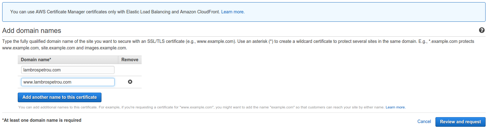 Amazon Certificate Manager - CNAMEs Amazon Certificate Manager - CNAMEs