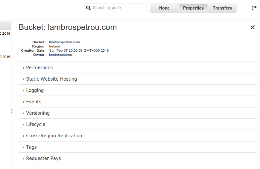 Amazon S3 - Bucket properties Amazon S3 - Bucket properties